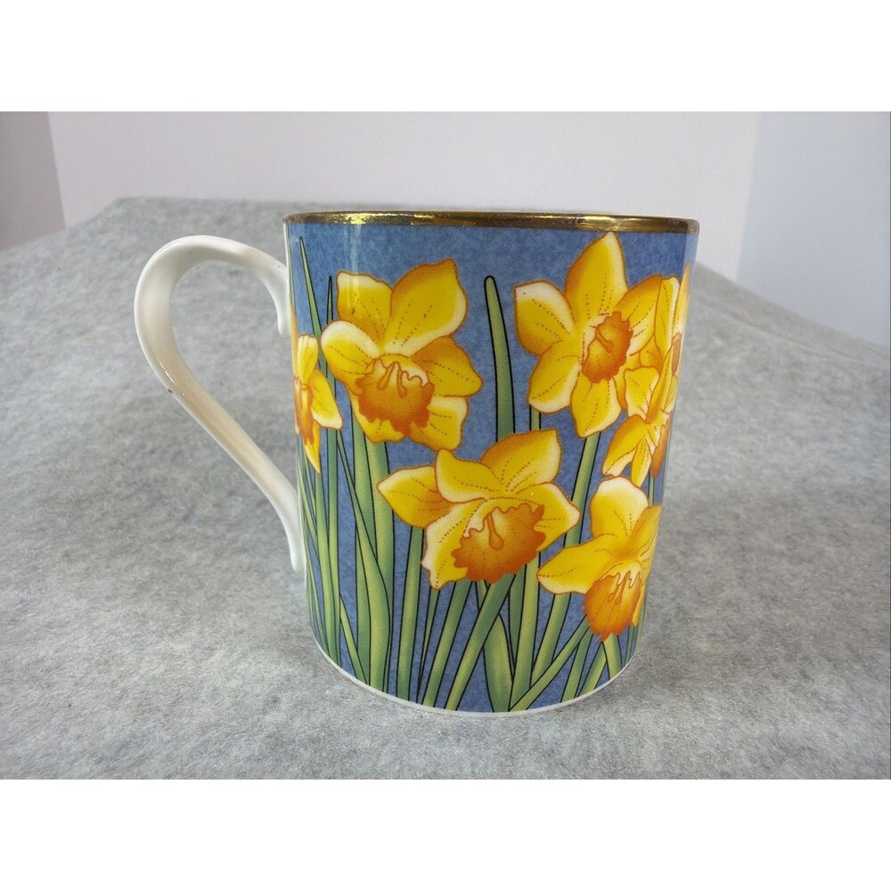 Halcyon Days Fine Bone China Daffodil Mug Hand Made In England Yellow Floral